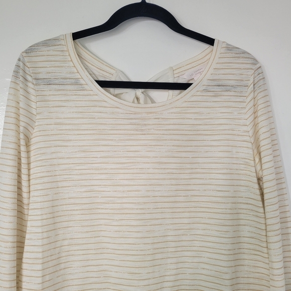 LC Lauren Conrad Cream & Tan Lace Hem Tunic Size Medium - Picture 4 of 10
